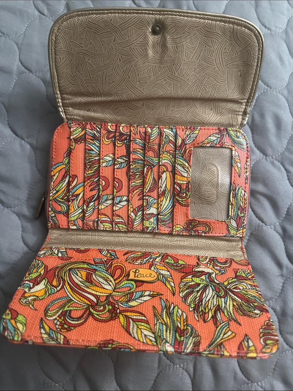 Sakroots Floral & Bird Print “Peace” Wallet with Braided Trim - Picture 2 of 5